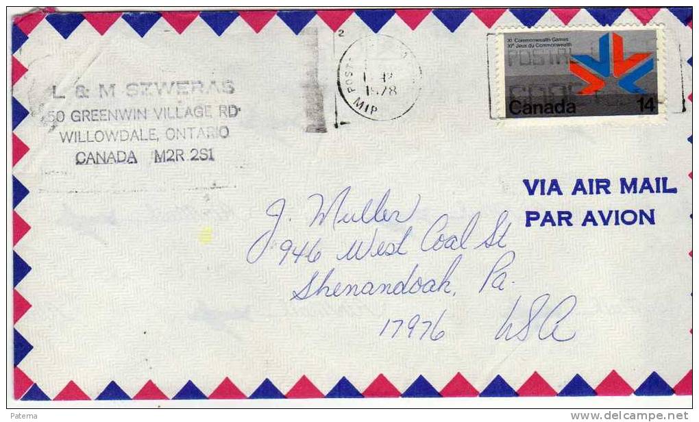 Carta,, Aerea,  Willowdale, Ontario  1978,  Canada, Cover - Lettres & Documents