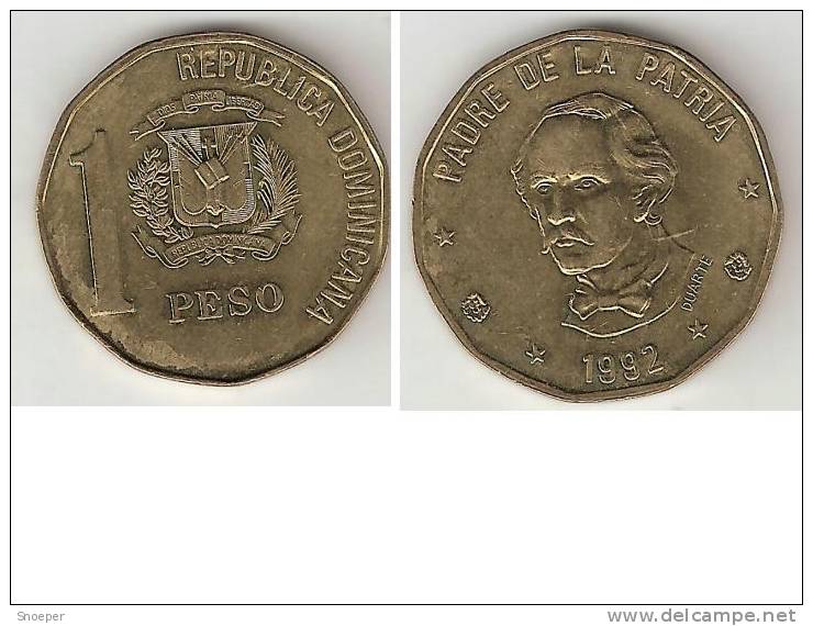 Dominican Republic 1 Peso 1992 Km 80.2  Unc - Dominikanische Rep.