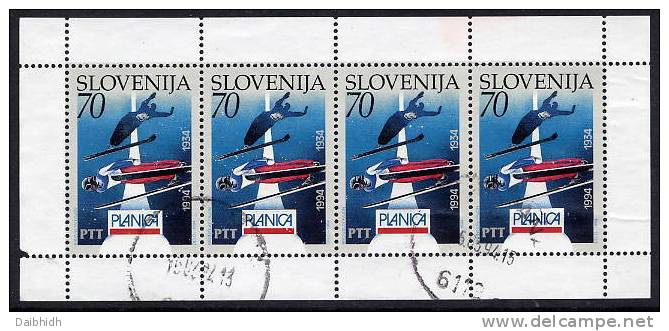 SLOVENIA 1994 Ski Jump Championships  Postally Used Sheetlet.  Michel 78 Kb I - Slovenia