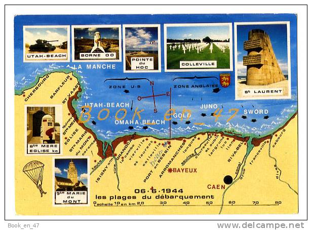 {56473} 14 Calvados Les Plages Du Débarquement , Carte Et Multivues ; Colleville , Utah Beach , Borne 00 , Saint Laurent - Cartes Géographiques