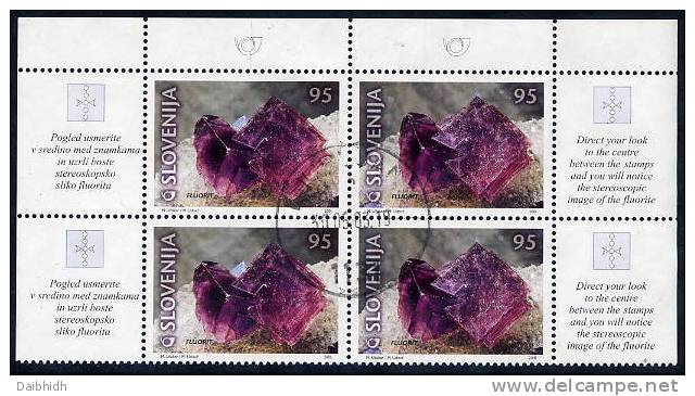 SLOVENIA 2001 Mineral: Fluorite Postally Used Block .  Michel 345-46 - Slovenia