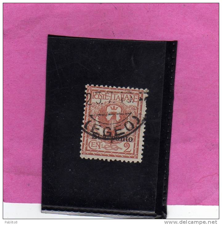 COLONIE ITALIANE EGEO 1912 SCARPANTO SOPRASTAMPATO D'ITALIA ITALY OVERPRINTED CENT. 2 CENTESIMI USATO USED OBLITERE' - Aegean (Scarpanto)