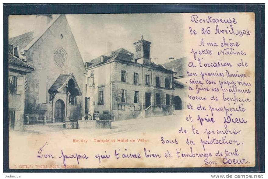 Boudry, Temple Et Hôtel De Ville, Fontaine, - Boudry