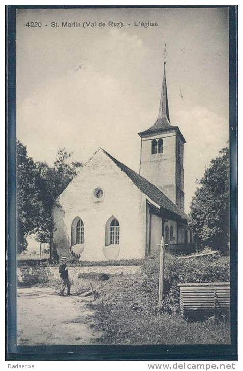 4220. St.Martin, Val De Ruz, L´ Eglise, Animée, - Val-de-Ruz