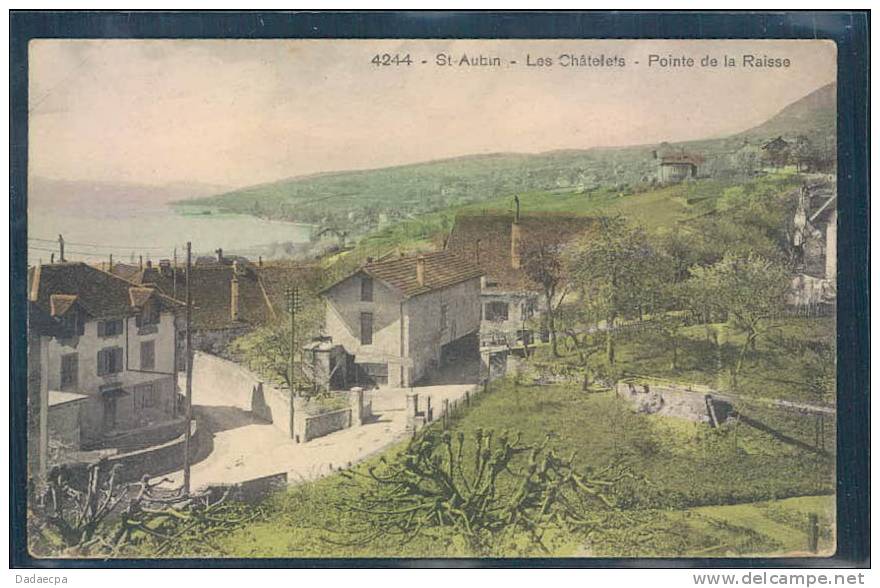 4244. St.-Aubin, Les Châtelets, Pointe De La Raisse, En Couleur, Lac, - Saint-Aubin/Sauges
