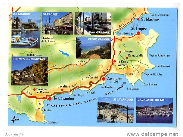 {56483} Souvenir De La Côte D'Azur , Carte Et Multivues ; St Tropez , Ste Maxime , Bormes Les Mimosas , Croix Valmer - Cartes Géographiques