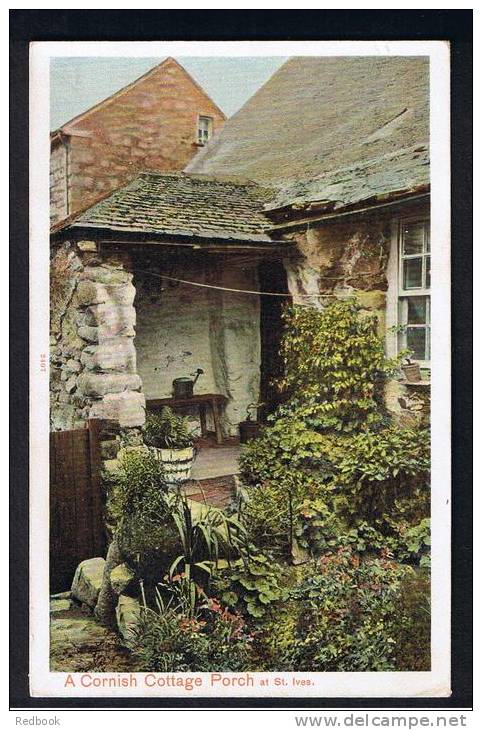 RB 791 - Early Peacock Postcard - A Cornish Cottage Porch &amp; Watering Can At St Ives Cornwall - St.Ives