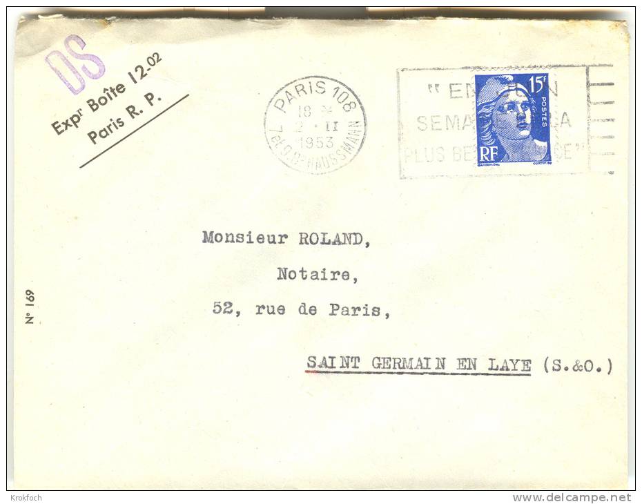 Gandon Perforé C Sur Lettre Imprimée Expr Boîte 12.02 Paris RP - Paris 108 1953 - Autres & Non Classés