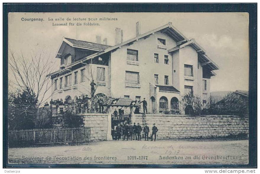 Courgenay, La Sale De Leture Pour Militaire, Souvenir De L´Occupation Des Frontières 1914-1917, Animée, Military - Courgenay