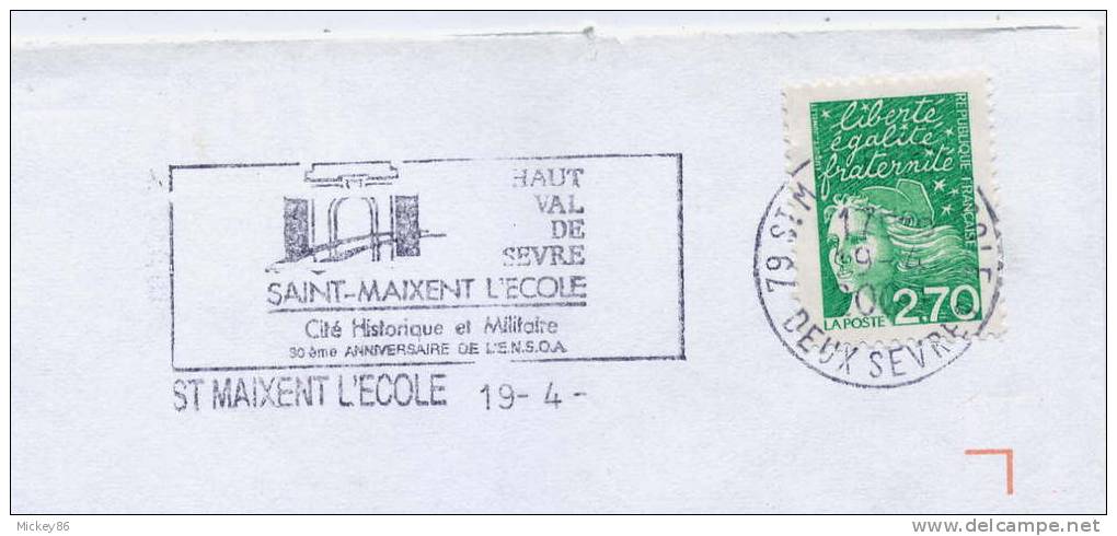 Flamme--2000-St Maixent L´Ecole --79---Haut Val De Sèvre--90ème Anniversaire De L´ENSOA (armée)----tp Marianne De Luquet - Autres & Non Classés