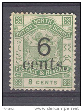 North Borneo - Borneo Du Nord - 1891 -92 -   6cents On 8c Yellow Green  * MH (without Gom) - North Borneo (...-1963)