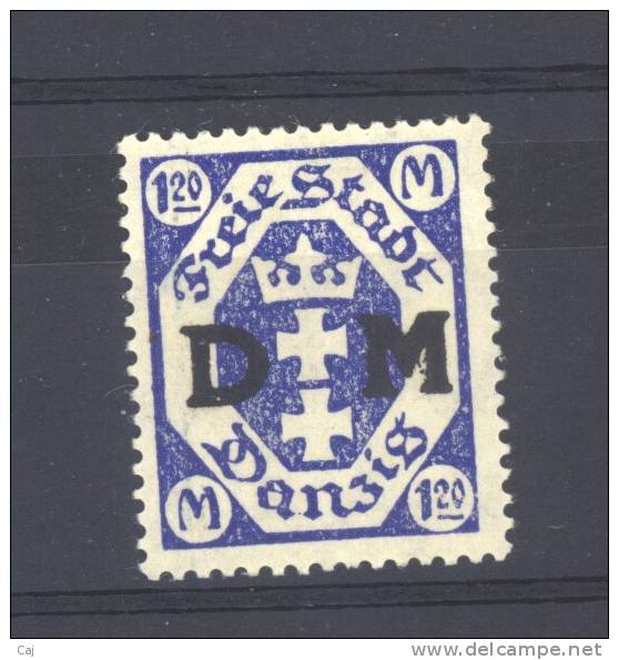 Dantzig  -  Service  -  1921  :  Mi  12 I  *  Variété: 1,4 Mm Entre Les Jambes Du M , Cote 18 &euro - Dienstmarken