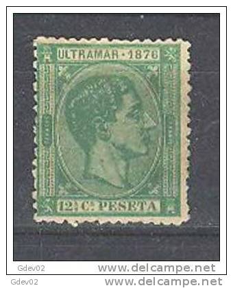 CUTGF35-L3538C2.España. Spain.Espagne.Alfonso  Xll.CUBA  ESPAÑOL1876. (Ed 35*) Con Charnela.MUY BONITO - Kuba (1874-1898)