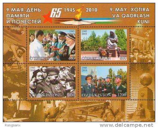 2010 UZBEKISTAN Victory Day-65th Ann. S/S Of 4v - Usbekistan