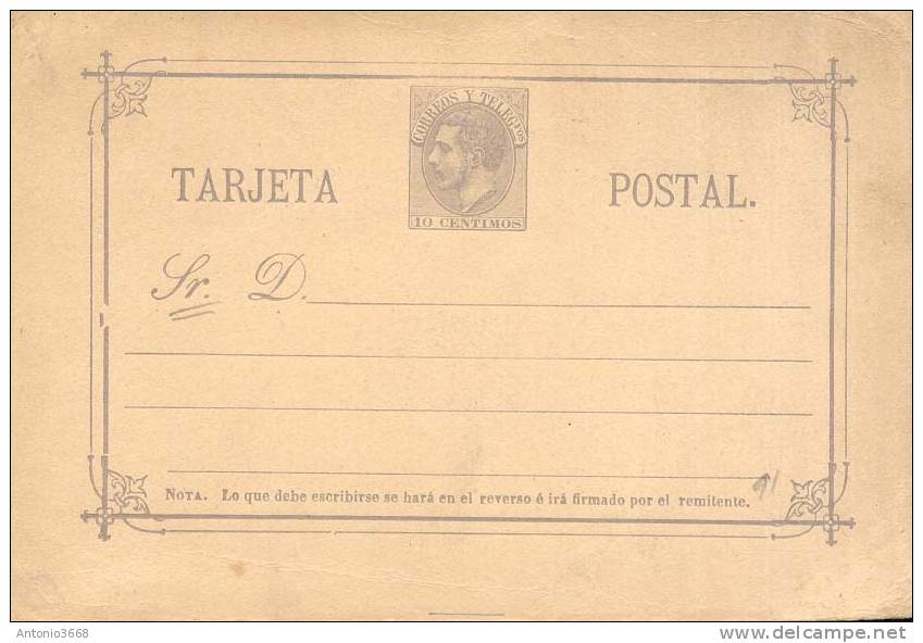 Año 1882 Edifil 10 Alfonso XII Entero Postal No Circulado - 1850-1931