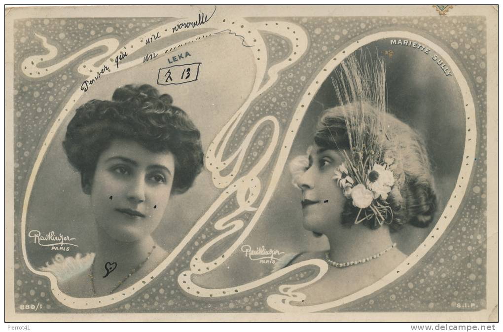 Jolie Carte Fantaisie Portrait Femme LEKA Et MARIETTE SULLY - Women