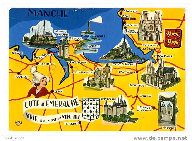 {56509} 50 Manche Côte D'Emeraude Baie Du Mont Saint Michel , Carte Et Illustrations - Cartes Géographiques