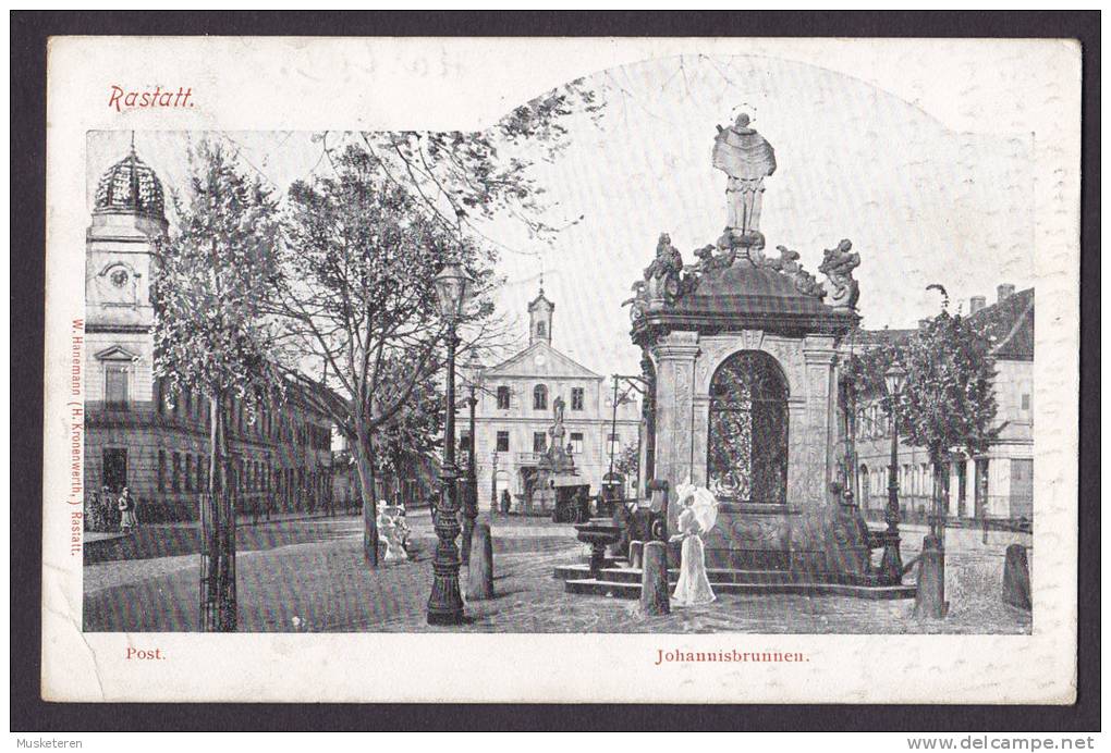 Germany Deutsches Reich PPC Rastatt Post & Johannisbrunnen RASTATT 1911 (2 Scans) - Rastatt