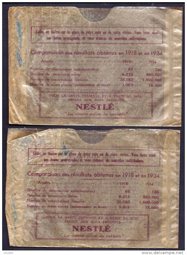 LOT 2 POCHETTES VIDE DE TIMBRES ANTITUBERCULEUX TRES GRANDS FORMATS- POUR TIMBRES 5 FR. DE 1934- 2 SCANS - Tuberkulose-Serien