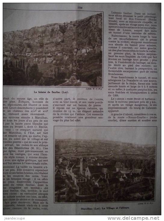 ARTICLE-REGIONNALISME- Quercy - St Cirq Lapopie - LOT - la Toulzanie - Cabrerets - Marcilhac - Sauliac -  1931-