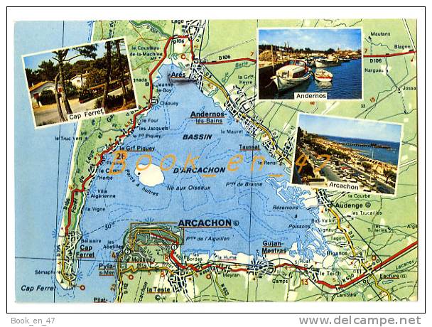 {56492} 33 Gironde Bassin D'Arcachon , Carte Et Multivues ; Cap Ferret (train) Andernos Arcachon - Cartes Géographiques