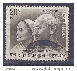 INDIA 1969 Birth Centenary Of Mahatma Gandhi - 20p Gandhi And His Wife  FU - Oblitérés