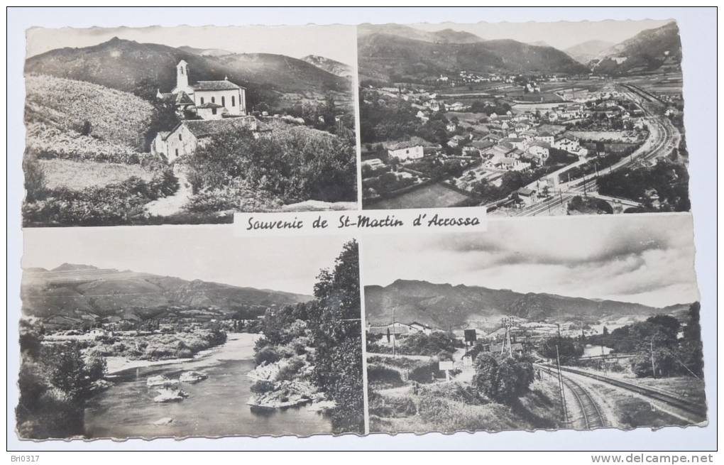 SAINT ( ST ) MARTIN D'ARROSSA - CPSM 64 - Multivues : Vue Générale; Eglise ;  Chemin De Fer ...... - Autres & Non Classés