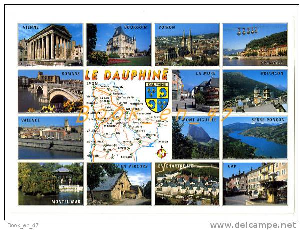 {56470} Le Dauphiné , Carte Et Multivues ; Vienne Romans La Mure Voiron Bourgoin Valence Montelimar Gap Briançon - Cartes Géographiques
