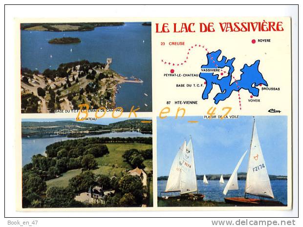 {56493} 87 Haute Vienne Le Lac De Vassivière , Carte Et Multivues ; Château Plaisir De La Voile Base Du T C F Et Camping - Cartes Géographiques