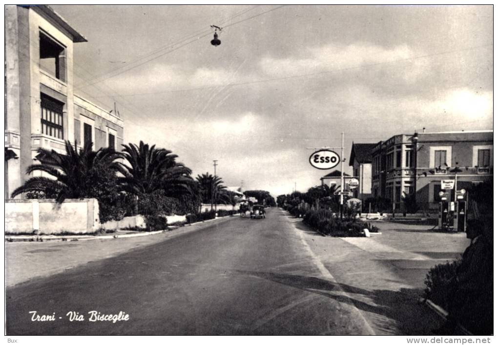 TRANI  STAZIONE SERVIZIO  BENZINA OIL ESSO    BARI   PUGLIA     VIAGGIATA COME DA FOTO - Trani