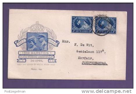 SOUTH AFRICA 1948 FDC With Address Silver Jubilee - Royalties, Royals