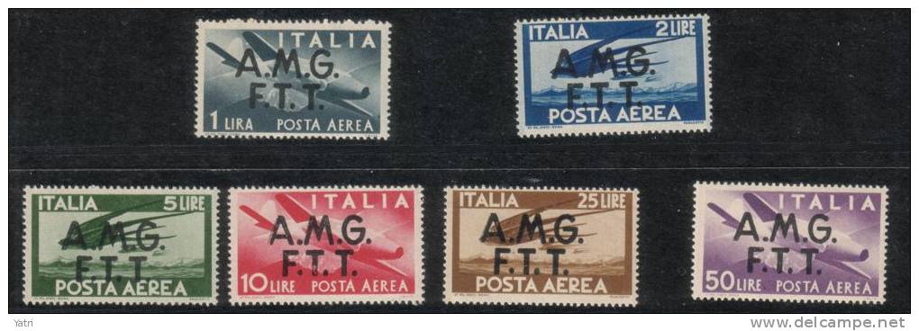 Trieste Zona A - Posta Aerea (1947) Serie Democratica, 6 Valori, ** MNH Sass. A1-A6 - Poste Aérienne