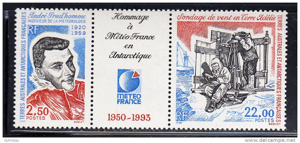 French Southern & Antarctic Territory Scott #189a MNH Andre Prudhomme, Meteorologist Pair - Neufs