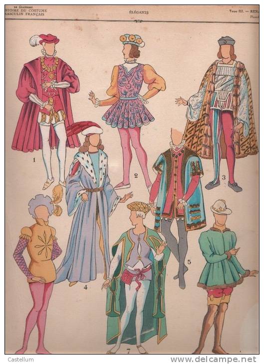 Gravure De Mode'- Costume Masculin Francais De Giafferri- ELEGANTS. RENAISSANCE - Histoire