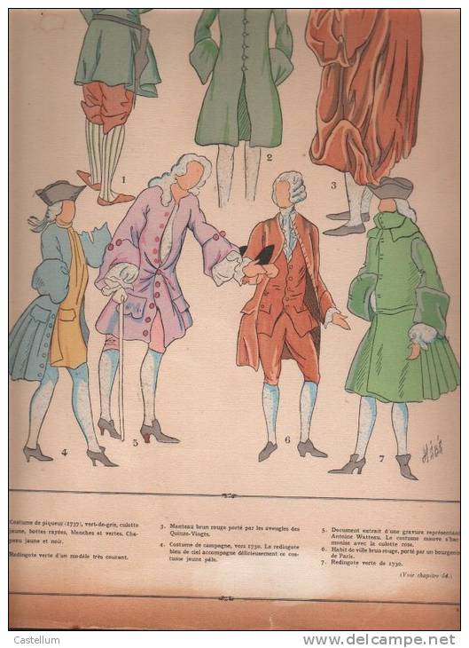 Gravure De Mode- Costume Masculin Francais De Giafferri-MANTEAUX.-LOUIS XV - Histoire