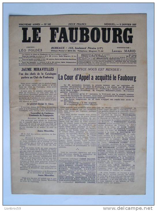 1937 - LE FAUBOURG - CLUB DU FAUBOURG - 1900 - 1949