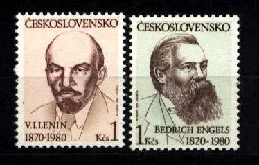 CS 1980 Mi 2565-6 Yt 2392-2393 ** Lenin, Engels - Ongebruikt