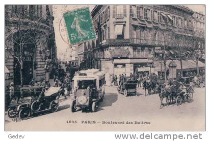 Paris Boulevard Des Italiens, Bus, Voitures Et Attelages (4605) - Places, Squares