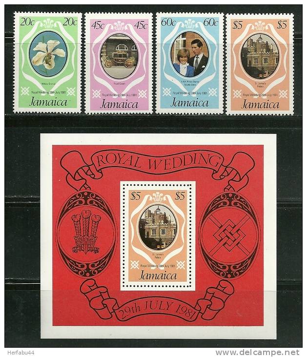 Jamaica        "Royal Wedding"     Set  & Souvenir Sheet   SC# 500-03a  MNH** - Giamaica (1962-...)