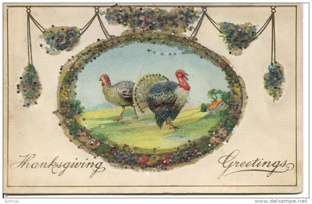 EMBOSSED THANKSGIVING - 2 TURKEYS - PRE-WWI - Giorno Del Ringraziamento