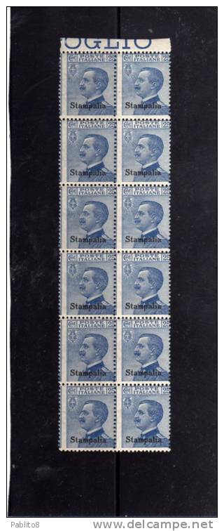 EGEO 1912 STAMPALIA 25 C MNH STRISCIA DI 12 CON VARIETA' - Egée (Stampalia)