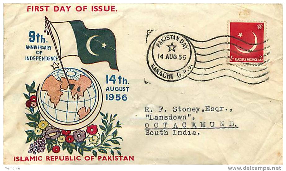 1956  9th Anniversary Of Independance  SG 83  FDC - Pakistan