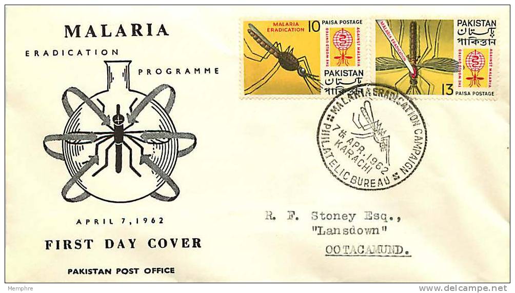 1962  Malaria Eradication  SG 156-7  FDC - Pakistán