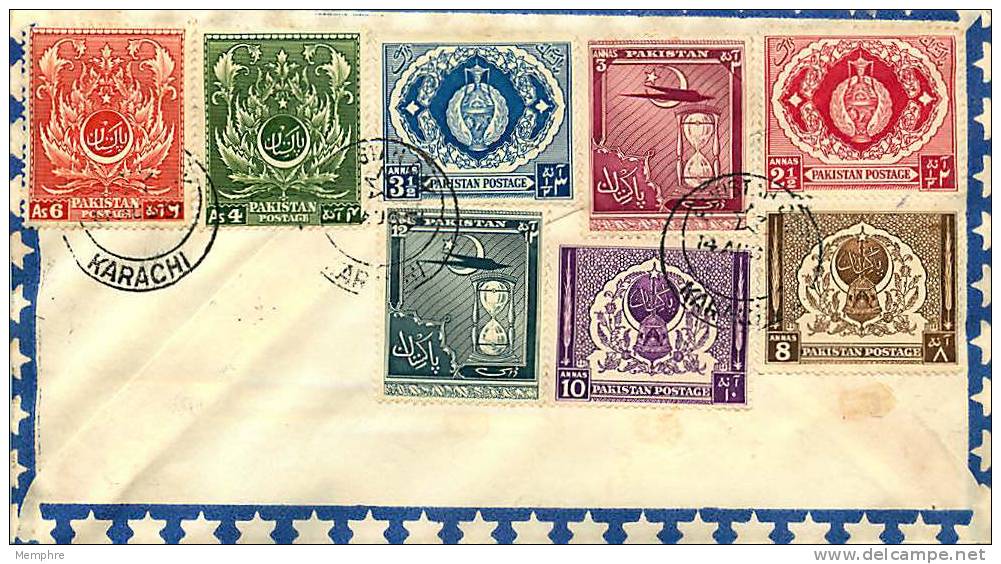 1951  Large Definitives Issue  SG 55-62  FDC FDC - Pakistan