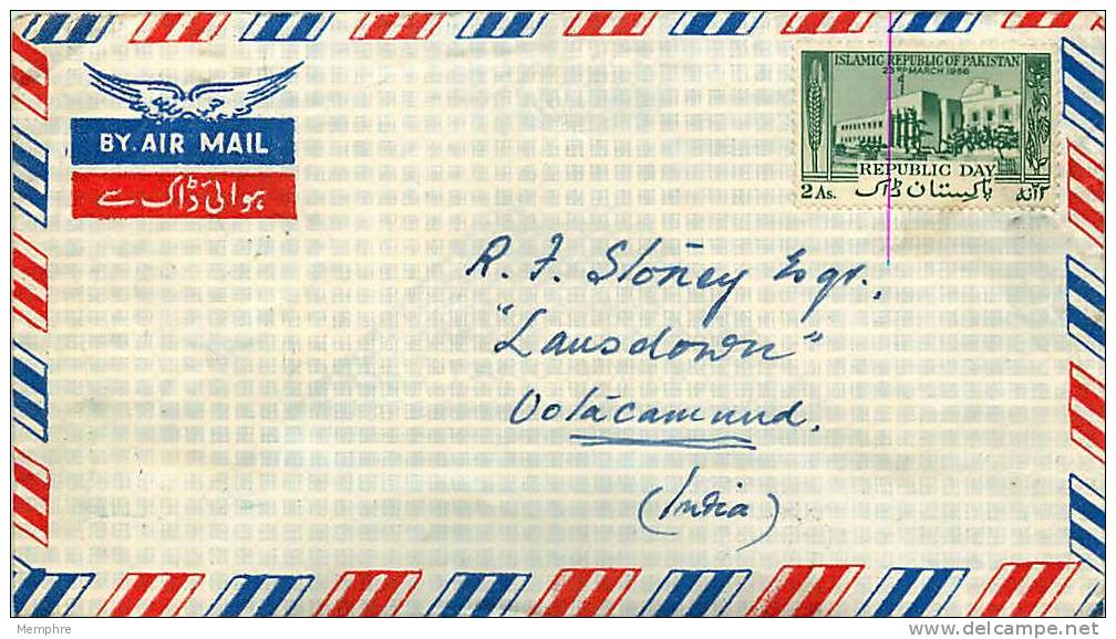 1956  Air Mail Letter To India - Pakistán