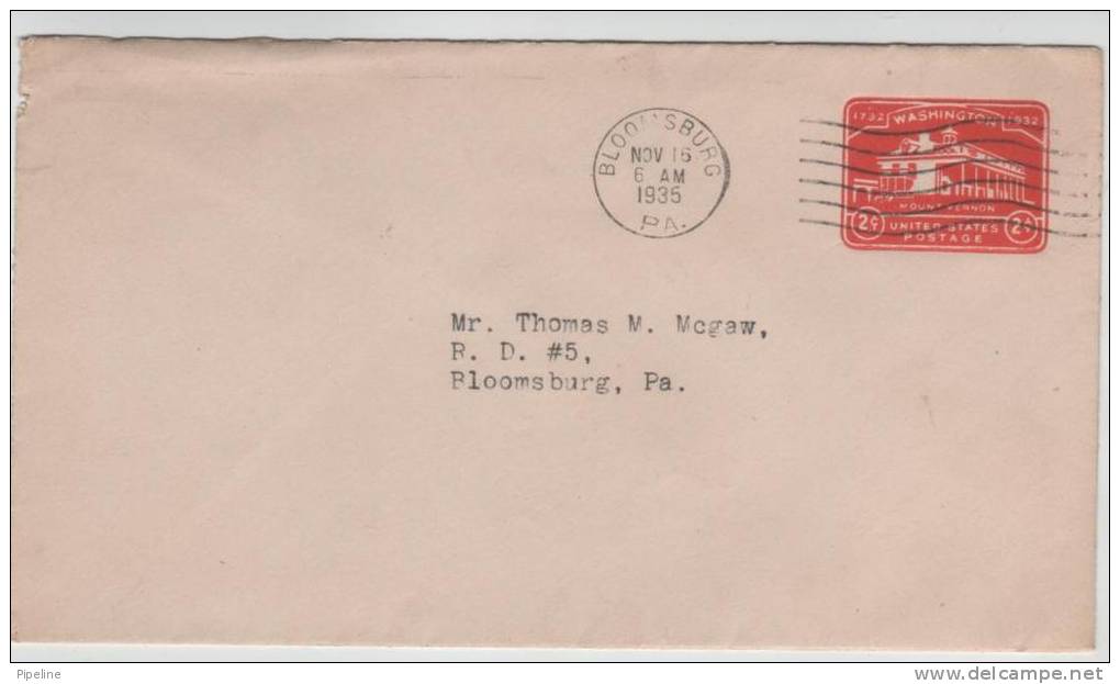 USA Postal Stationery Cover Bloomsburg 16-11-1935 - 1921-40