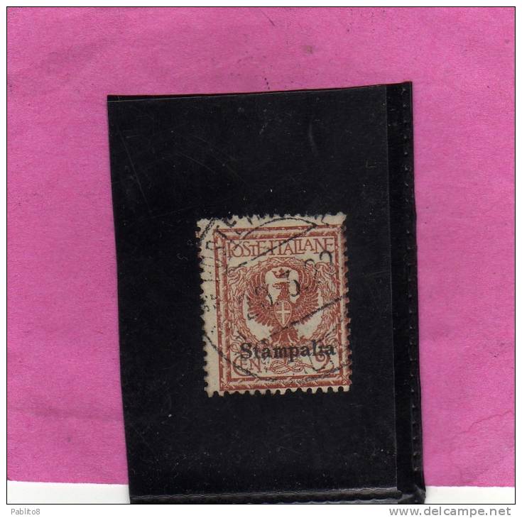 COLONIE ITALIANE EGEO 1912 STAMPALIA SOPRASTAMPATO D'ITALIA ITALY OVERPRINTED CENT. 2 CENTESIMI USATO USED OBLITERE' - Egée (Stampalia)