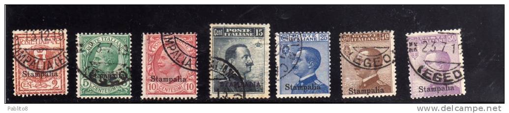 EGEO 1912 STAMPALIA SERIE COMPLETA COMPLETE SET USATA USED OBLITERE' - Egée (Stampalia)