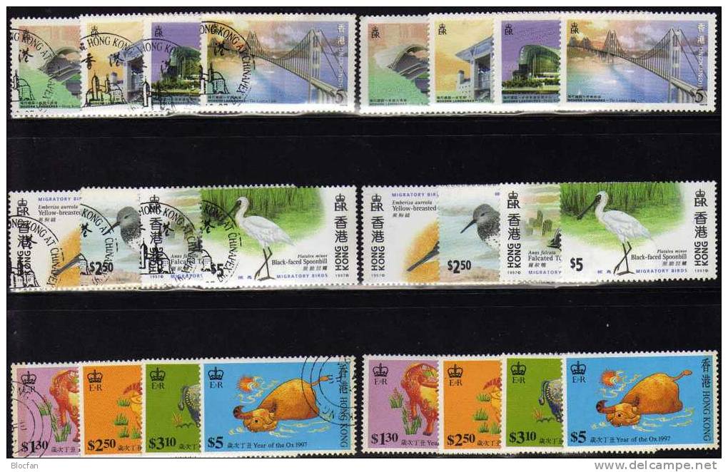 Jahr Des Ochsen Zugvögel Brücke Hongkong 785/8,811/4,815/8 ** Plus O 28€ Bird Embroidery Architecture Set From HONG KONG - Used Stamps