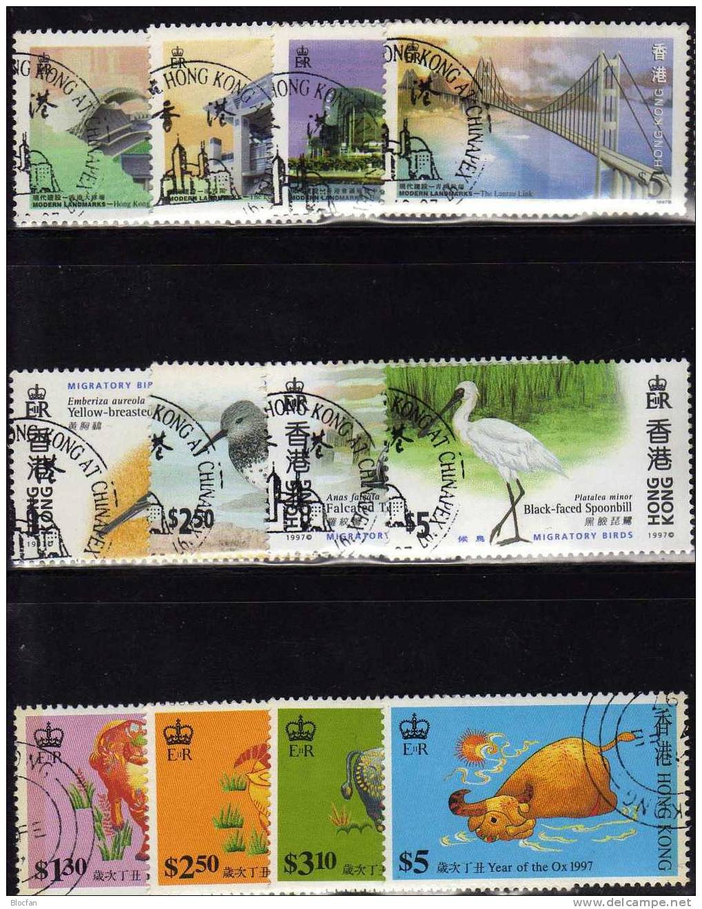Jahr Des Ochsen Zugvögel Brücke Hongkong 785/8,811/4,815/8 ** Plus O 28€ Bird Embroidery Architecture Set From HONG KONG - Used Stamps